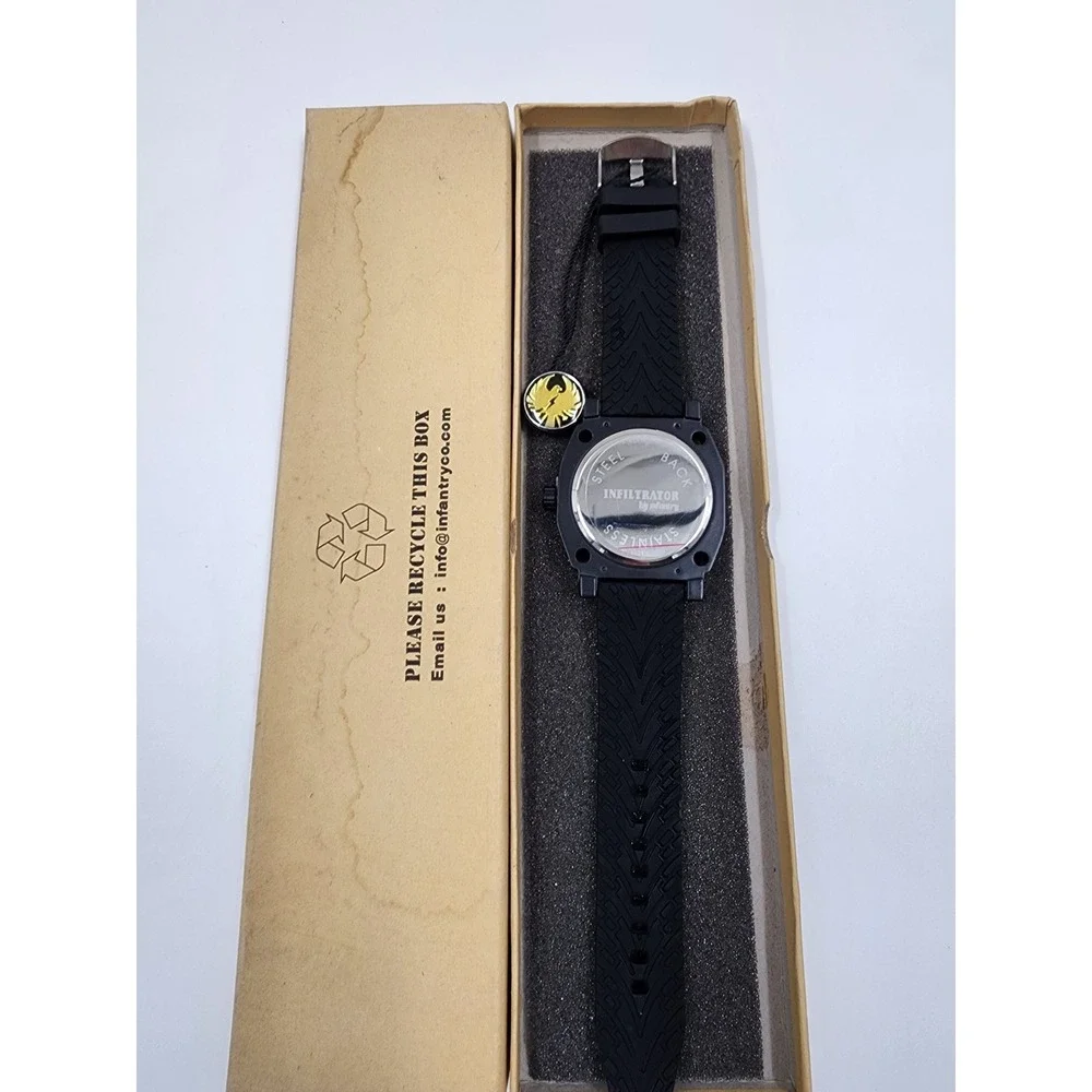 Infantry Co Military Issue Revival Watch Black Rubber Strap Blue Numerals Quartz
